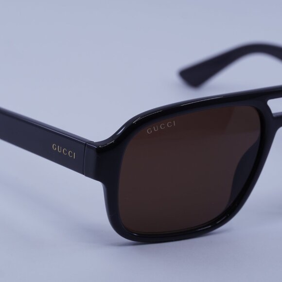 Gucci GG1342S 005 Sunglasses Grey Aviator Frame, Brown Lenses - Picture 6 of 10